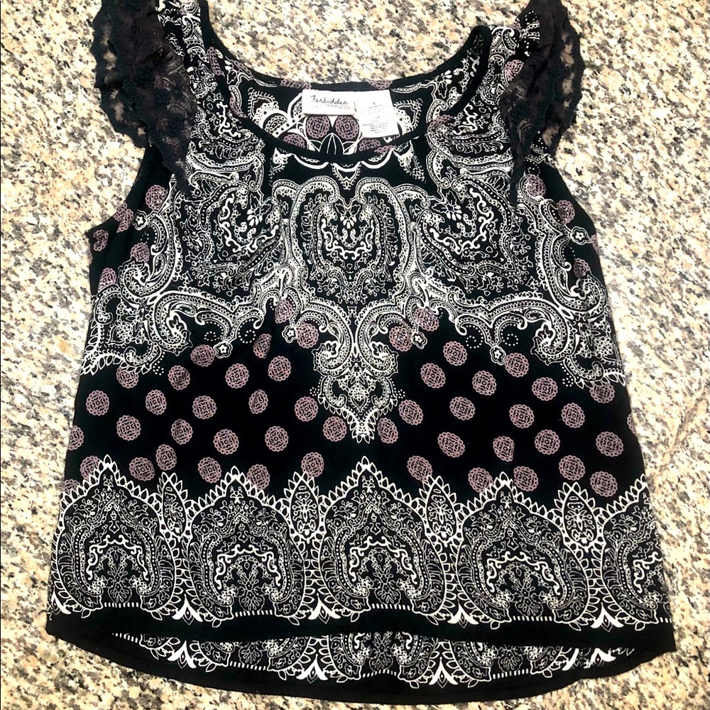 Forbidden blouse top shirt bohemian cap sleeves